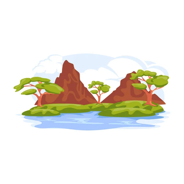 Vector Illustration Cartoon Nature Landscape Mountains — Stock Vector