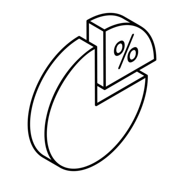 Ikon Grafik Bagan Garis Besar Ilustrasi Ikon Vektor Pie Untuk - Stok Vektor