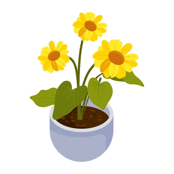Vackra Blommor Potten Vektor Illustration Design — Stock vektor