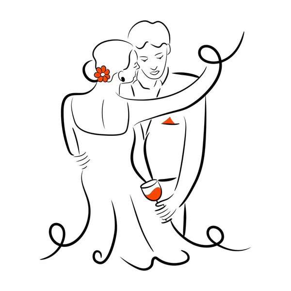 Illustration Vectorielle Couple Mariés — Image vectorielle