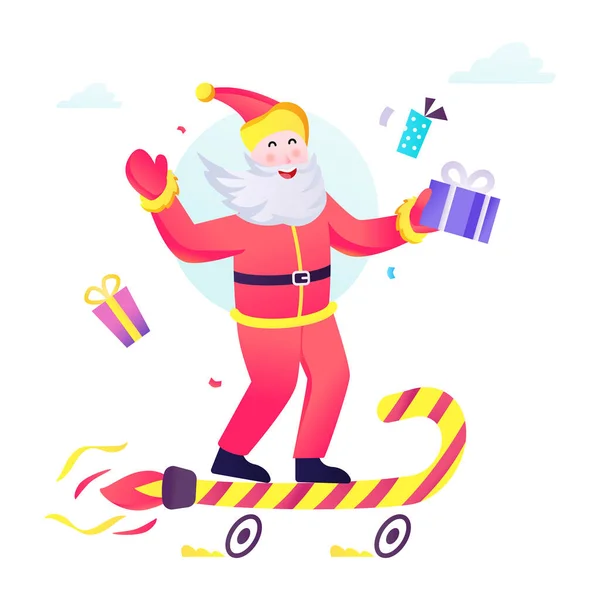 Santa Claus Con Regalos Regalos Navidad Ilustración Vectorial — Vector de stock