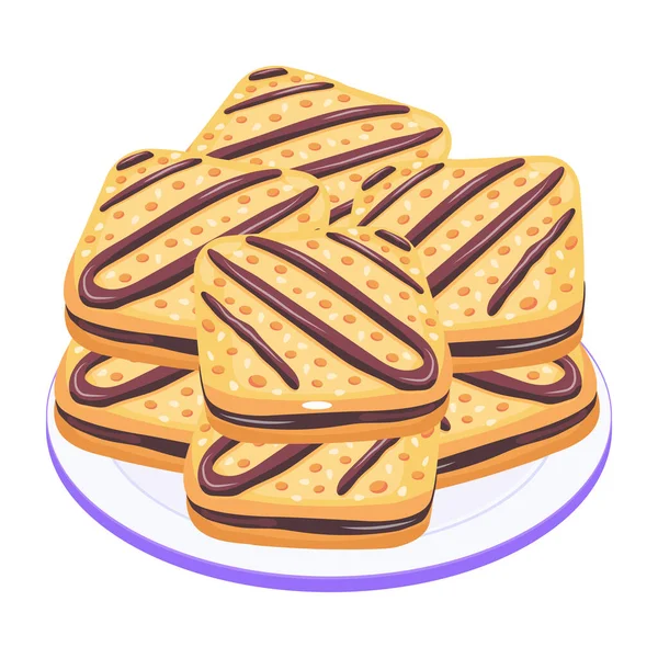 Illustration Vectorielle Beignet Sucré Avec Glaçage Chocolat — Image vectorielle