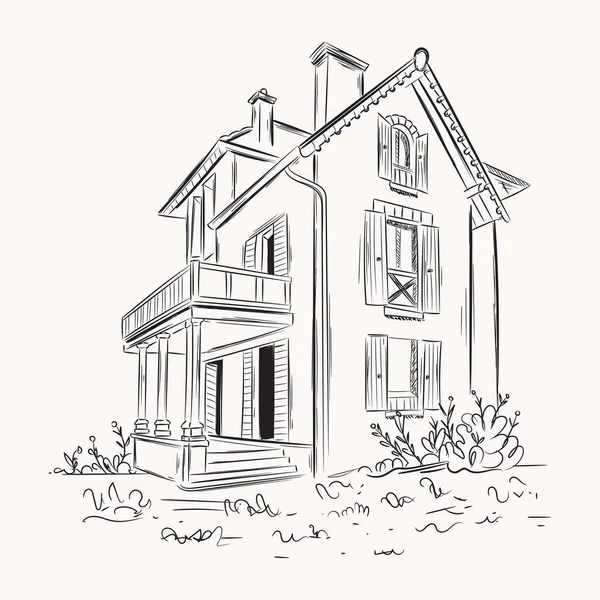 Vectorillustratie Van Een Schets Van Een Huis — Stockvector