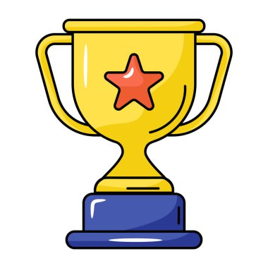 Kupa ikonu. Beyaz arkaplanda izole edilmiş web tasarımı için ödül vektör simgelerinin karikatürü