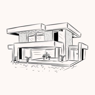 Ev çizimi. 3B illüstrasyon