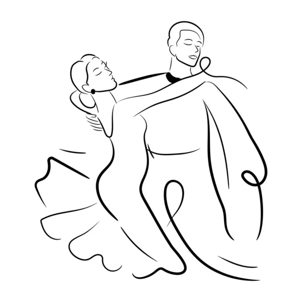 Dessin Ligne Continue Danse Couple Ballet — Image vectorielle