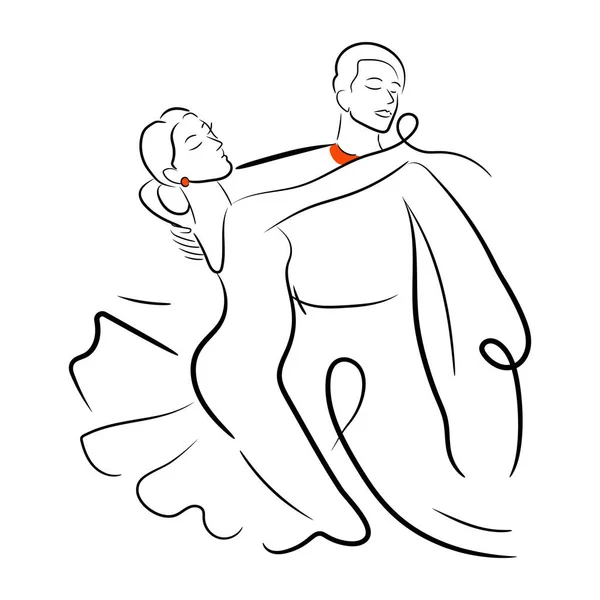 Dessin Ligne Continue Couple Dansant — Image vectorielle