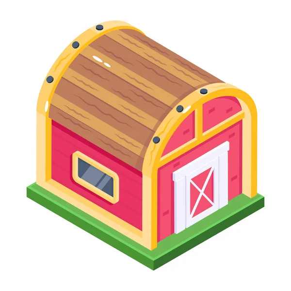 Wooden House Roof Icon Isometric Barn Vector Illustration — Stock Vector