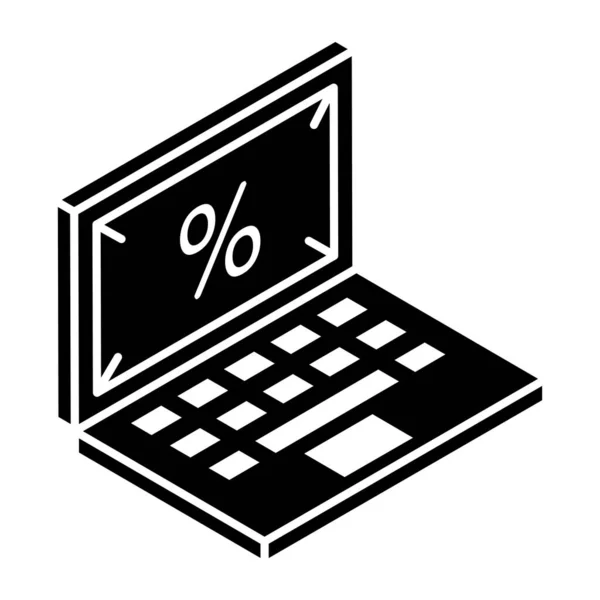 Laptop Com Venda Design Ilustração Vetor Ícone Desconto — Vetor de Stock