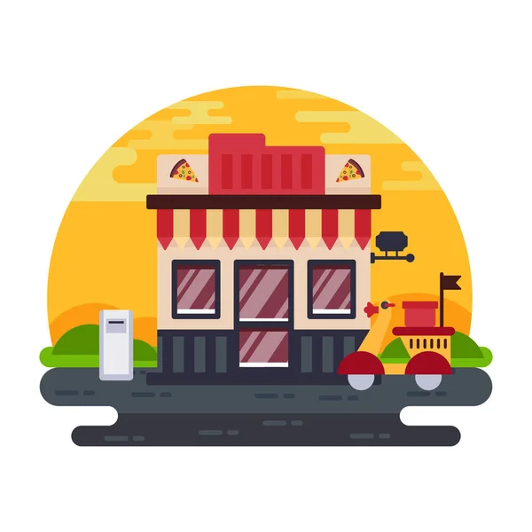 Pizza Salonu modern tasarım, vektör illüstrasyonu