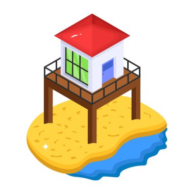 Beach House modern tasarım, vektör illüstrasyonu