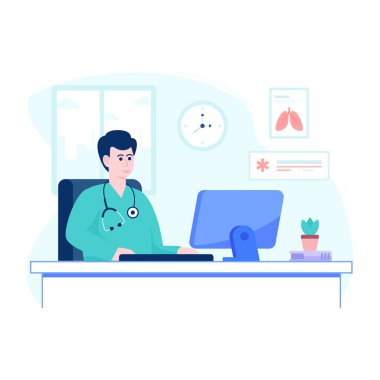 Doktor Ofisi modern simgesi, vektör illüstrasyonu
