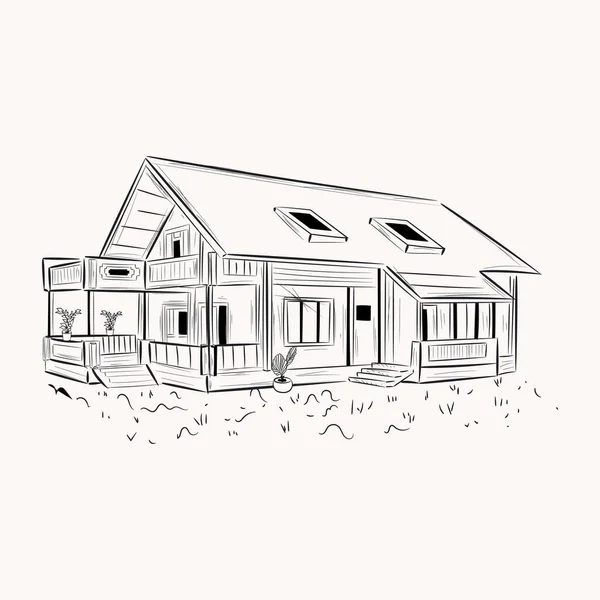 Big Cottage Modern Icon Vector Illustration — Stock Vector