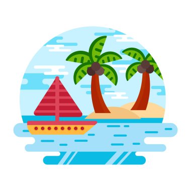 Plaj Peyzajı Modern simgesi, vektör illüstrasyonu