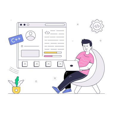 Özel kodlama modern tasarım, vektör illüstrasyonu