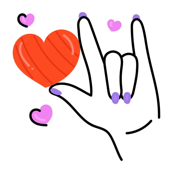 Mão Com Coração Amor Corações Vetor Ilustração —  Vetores de Stock