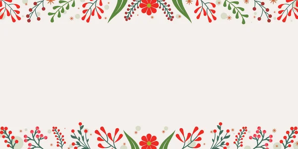 Akvarell Blommönster Med Blommor Blad Grenar Bär Rosetter Kvistar Jul — Stock vektor