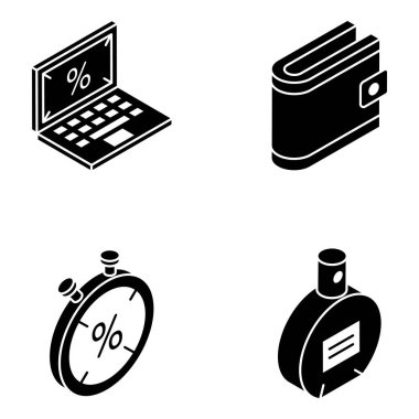 Alışveriş İndirimi Paketi Isometric Simgeleri 