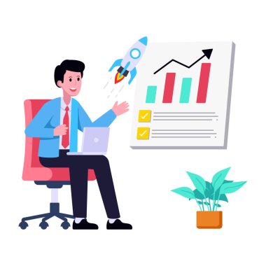 Business Launch modern tasarım, vektör illüstrasyonu