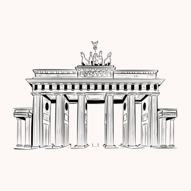 Almanya 'nın ünlü simgesi, Brandenburger Kapısı' nın el çizimi