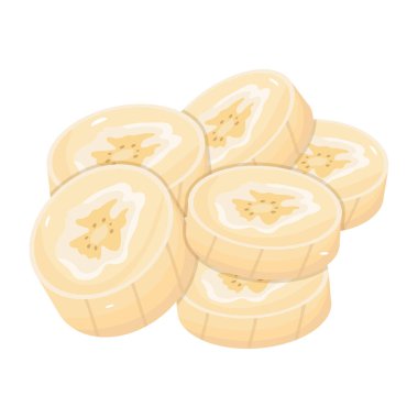  Dilimlenmiş muz tasarımı, vektör illüstrasyonu