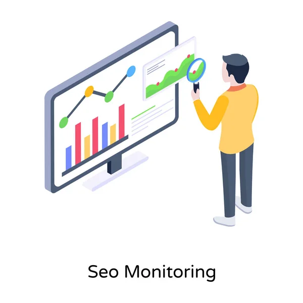 Seo Monitoring Moderního Designu Vektorová Ilustrace — Stockový vektor