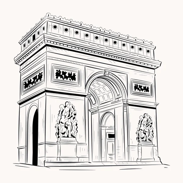 Illustration Dessinée Main Arche Triomphe Prête Emploi — Image vectorielle