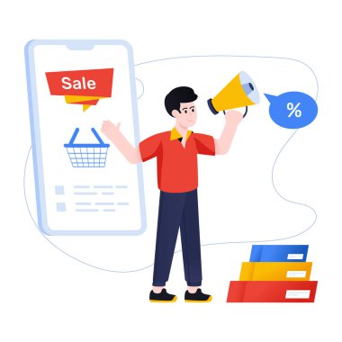 Satış Tanıtımı Modern simge, vektör illüstrasyonu