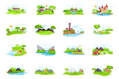 Doğanın Modern Düz Vektör Tasarımları