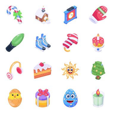 Bayram simgeleri vektör illüstrasyonları 