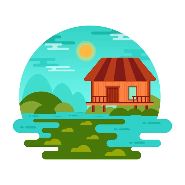 Seashore House Modern Design Vector Illustration — Stock Vector