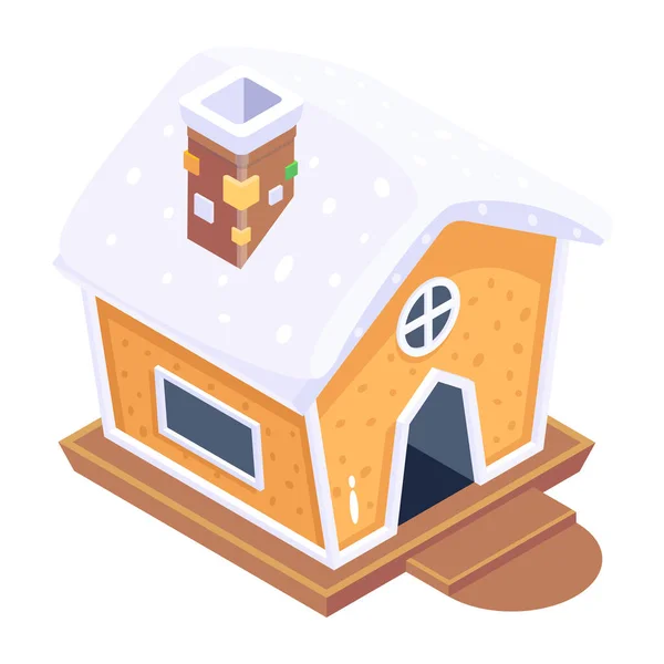 Snowy Cottage Nowoczesny Design Ilustracja Wektor — Wektor stockowy