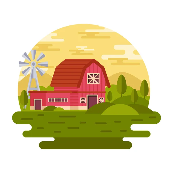 Rural House Modern Design Vector Illustration — 스톡 벡터