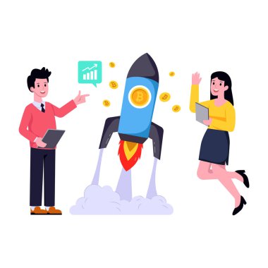 Kripto Fırlatma modern tasarım, vektör illüstrasyonu