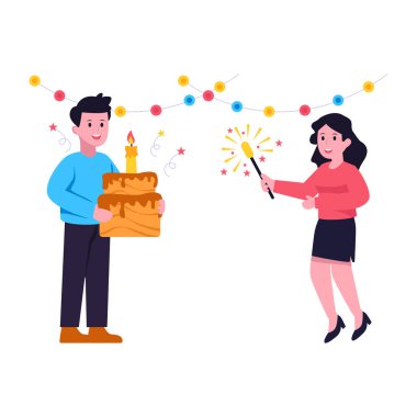 Doğum günü Partisi modern tasarım, vektör illüstrasyonu