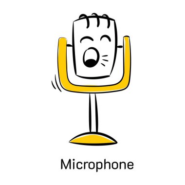 Yüzünde gülümseme olan bir sandalyenin karikatür çizimi.