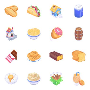 Moda Isometric Yiyecek Simgeleri