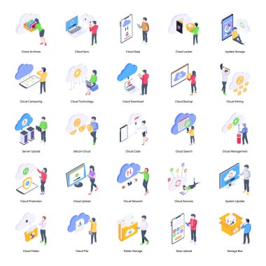 İş işaretleri, vektör illüstrasyonlu düz simgeler