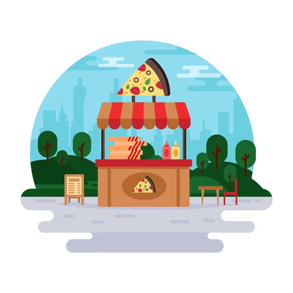 Fast Food Store Markizą Warzywami Wektor Ilustracja Projekt Graficzny — Wektor stockowy