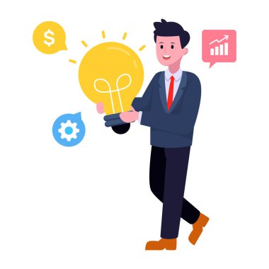 Para ve dolar işaretli vektör çizimine sahip iş adamı