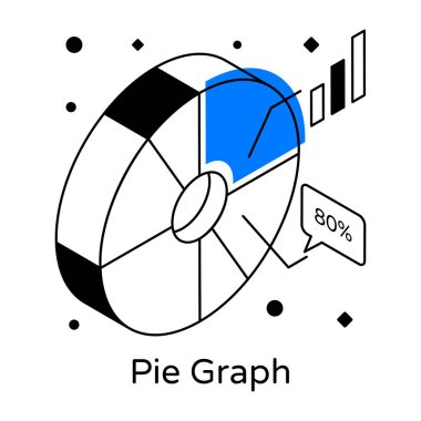 Grafik ikonlu pasta grafiği. vektör illüstrasyonu
