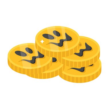 Cadılar Bayramı balkabağı sikkeleri çizgi film ikonu. izometrik vektör çizimi.