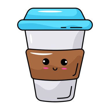 kahve fincanı çizgi film karakteri vektör çizim grafik tasarımı