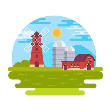 Ahır manzarası modern tasarım, vektör illüstrasyonu