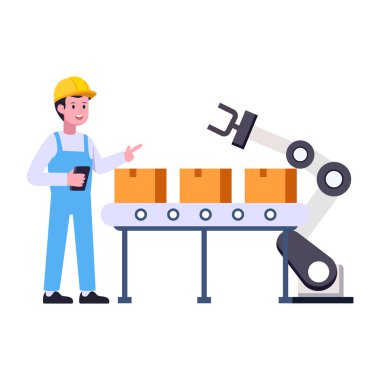 araçları ve kask vektör illüstrasyon tasarımı olan işçiler