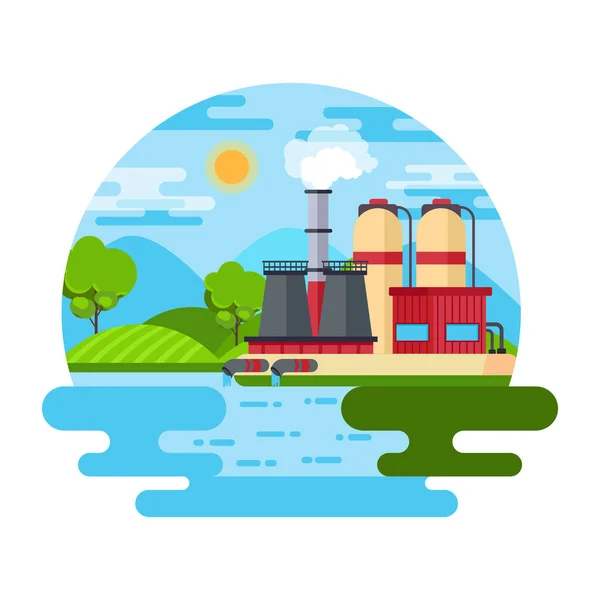 Factory Landscape Modern Design Vector Illustration — 스톡 벡터