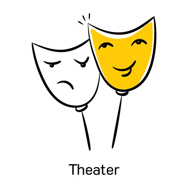 Ilustración Teatro Máscaras — Vector de stock