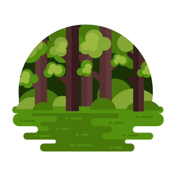 Árvores Florestais Verdes Natureza Paisagem Vetor Ilustração — Vetor de Stock