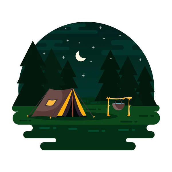 Camping Paysage Design Moderne Illustration Vectorielle — Image vectorielle