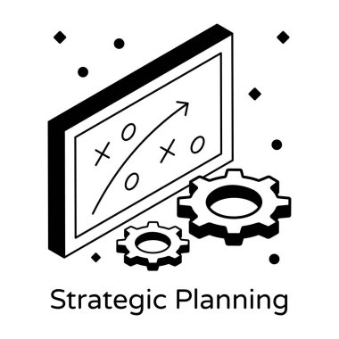 Saat ve dişli satır simgesi, teknoloji, geliştirme, yönetim, optimizasyon, hizmet, vektör illüstrasyonu